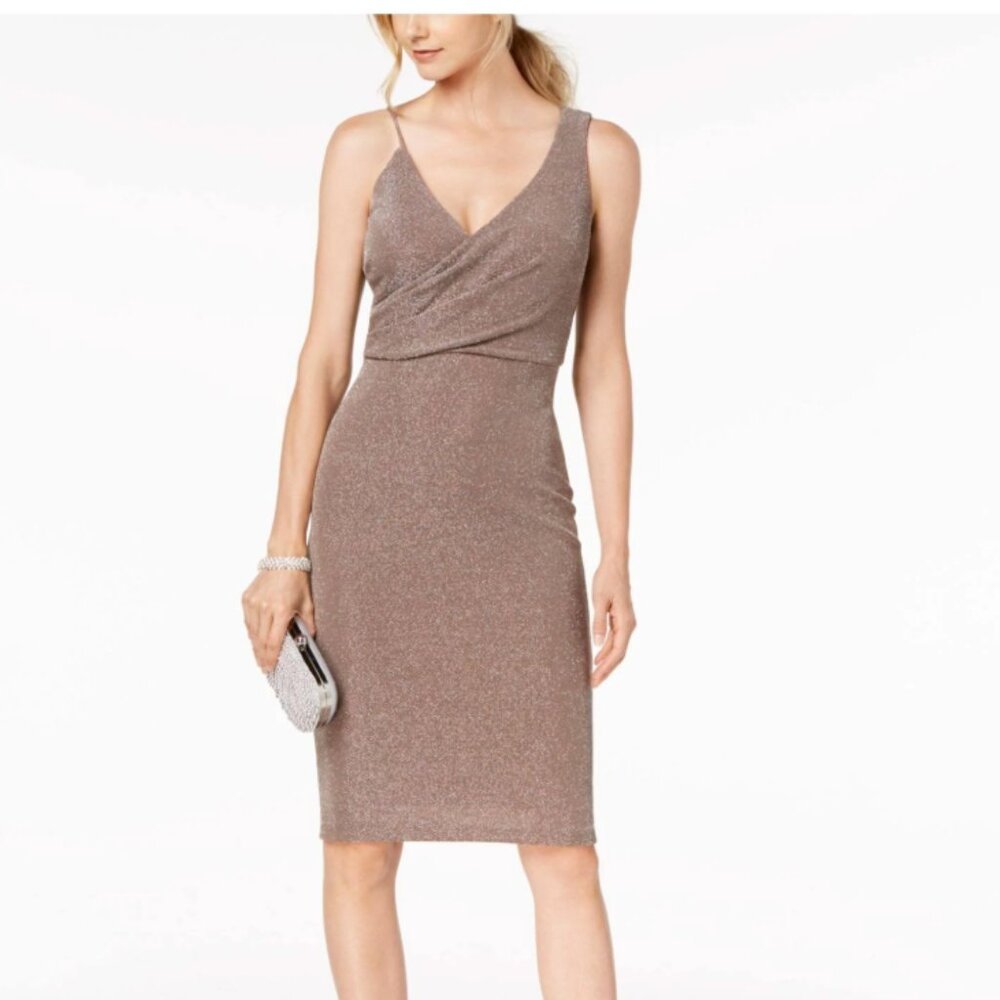 Betsy & Adam Women's Dress Metallic Surplice Shine, Size 4
